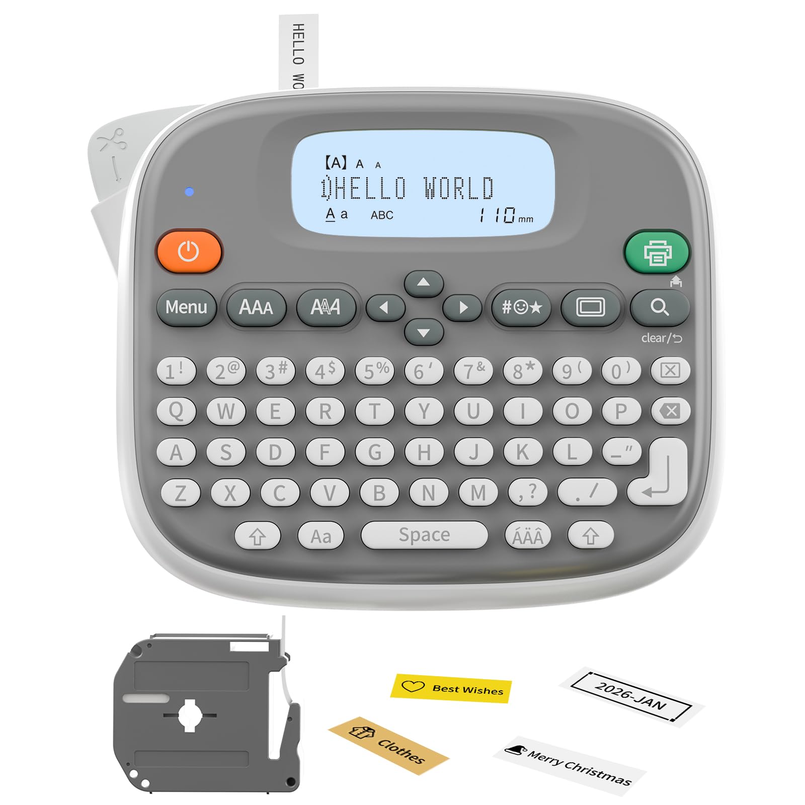 Rongta Label Maker Machine with 1 Tape, Label Printer Waterproof with QWERTY Keyboard, TM95 12mm Shipping Label Maker for Home Organization, Office or School, White