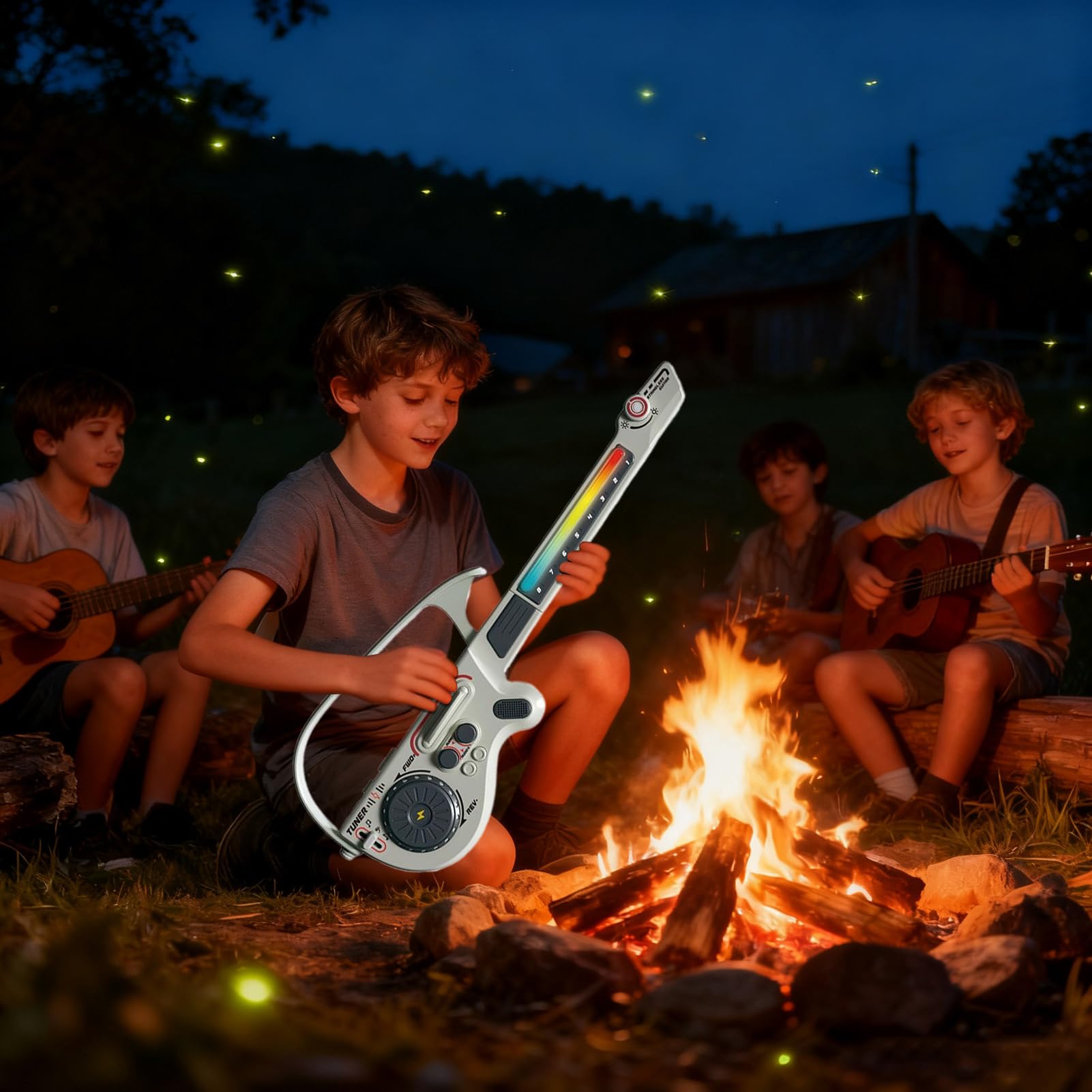 Chitarra Elettrica per Bambini Giocattolo Educativo Pieghevole | Giocattoli Musicali con Colorate Per Ragazzi Ragazze Principianti Pratica Casa Viaggio Regalo Compleanno Natale