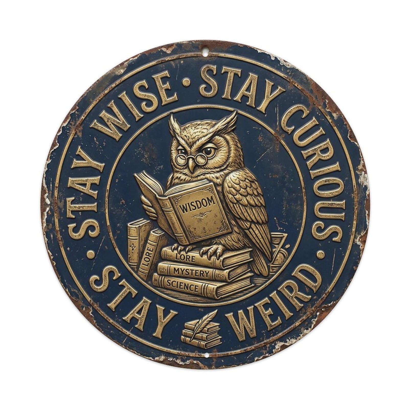 Owl Wisdom Study Metal Tin Sign