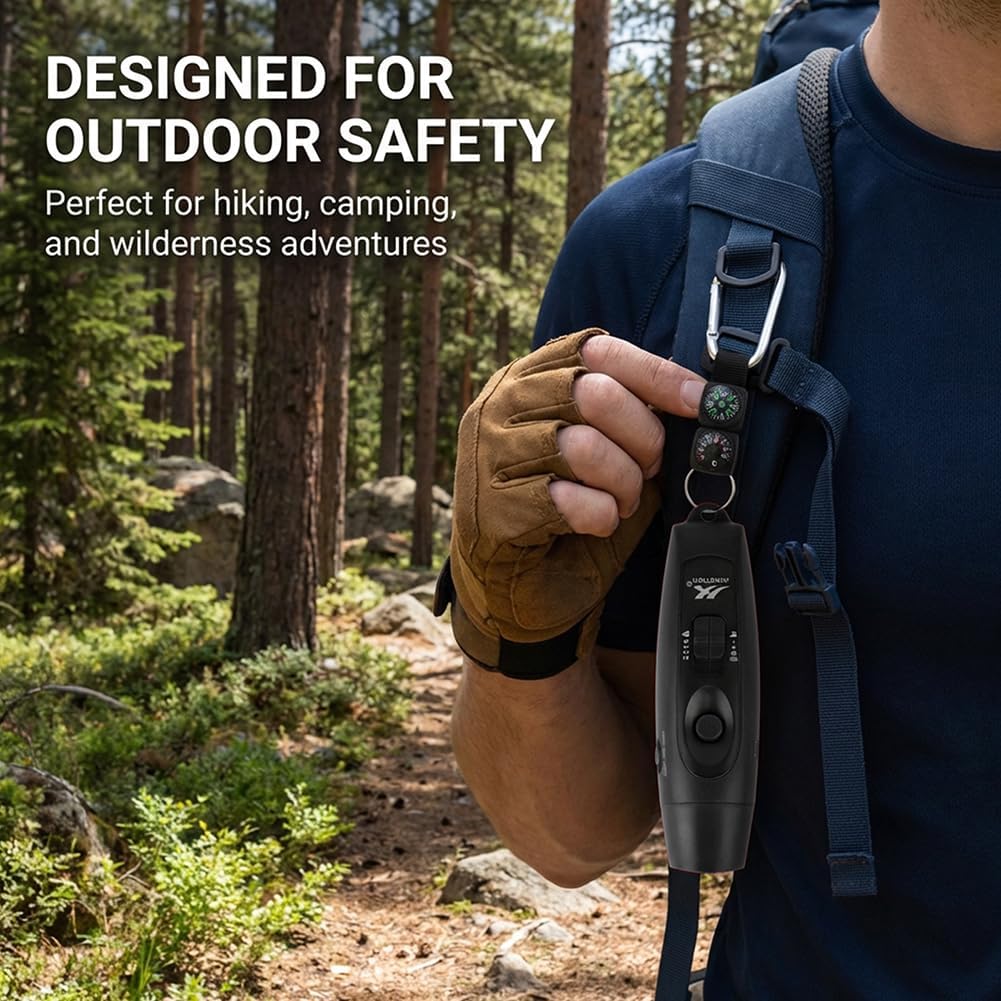 3-Tone Electronic Whistle with USB Charging, 130dB High Volume Whistle for Referees, Coaches and Teachers, Outdoor Sports and Camping, with Lanyard and Keychain Compass