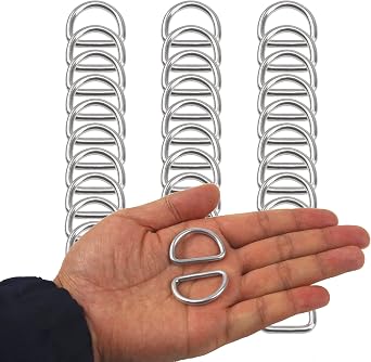 30Pcs 304 Stainless Steel Welded Heavy D-Rings for Hand DIY Accessories Hardware Bags Ring Dog Leashes Dee Ring 1inch