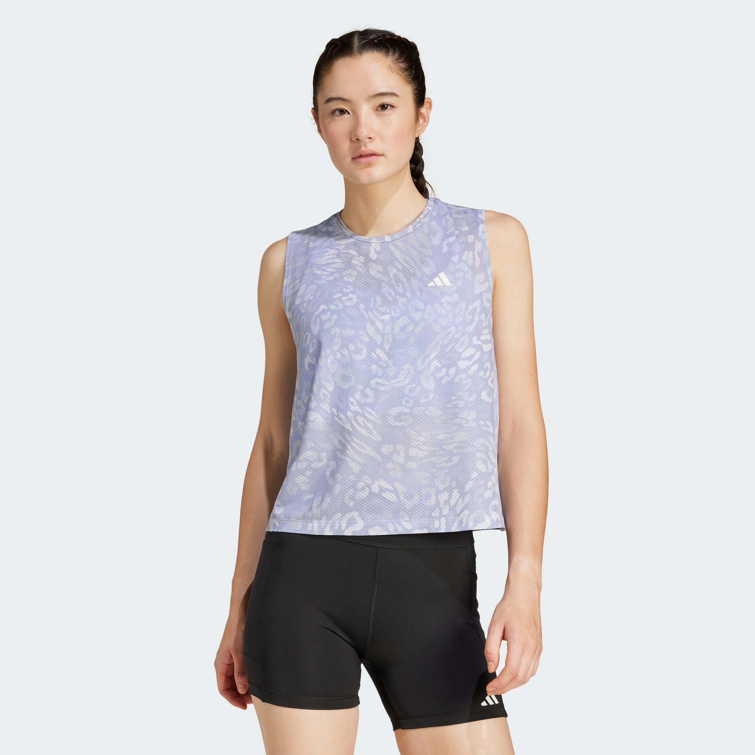 adidas Damen Own The Run AOP Tank Laufbekleidung Tank-Top Dshgry/Vioton - Flieder M