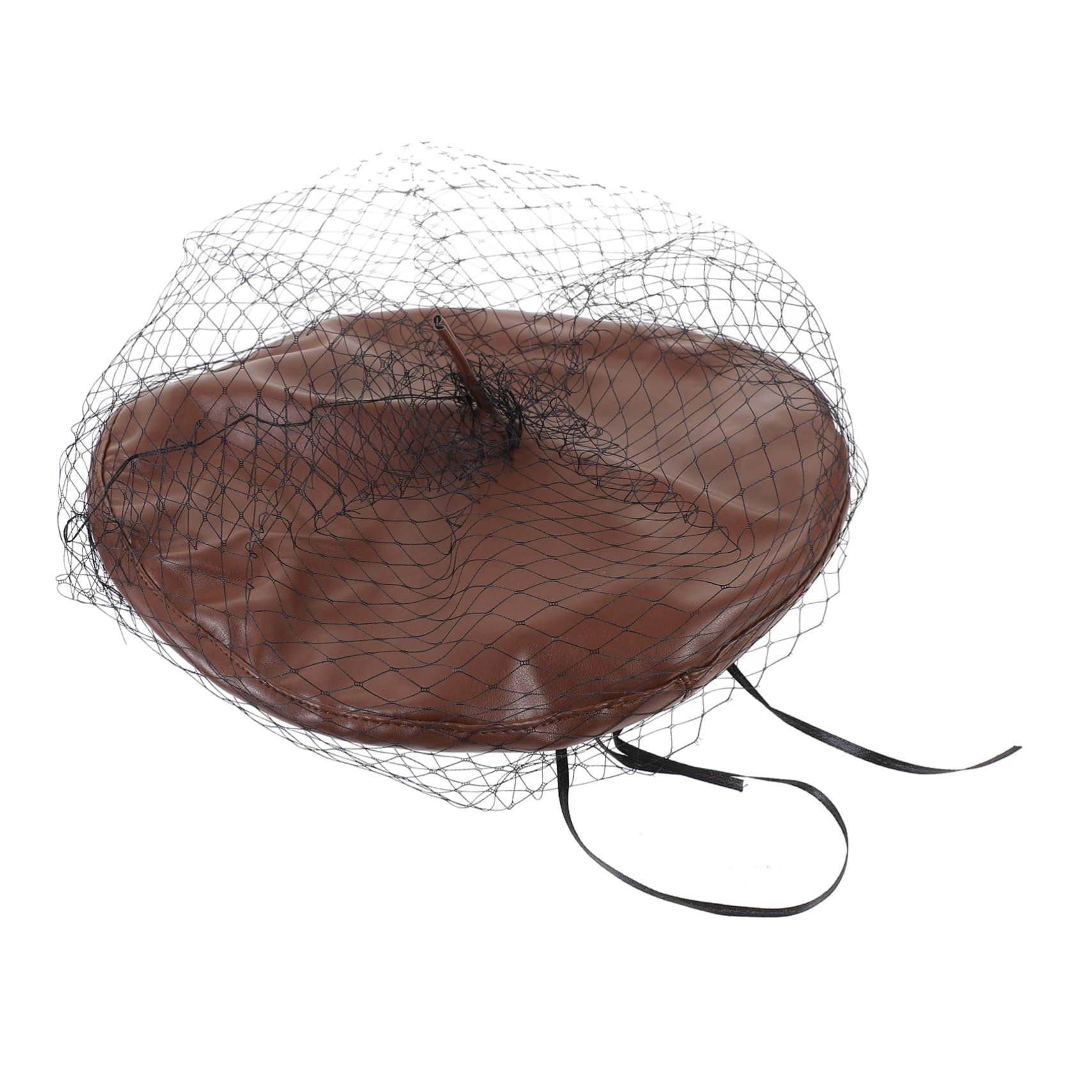 BESPORTBLE Beret Hat Veil for Women Vintage French Hat Fashionable Elegant for Special Occasions Brown