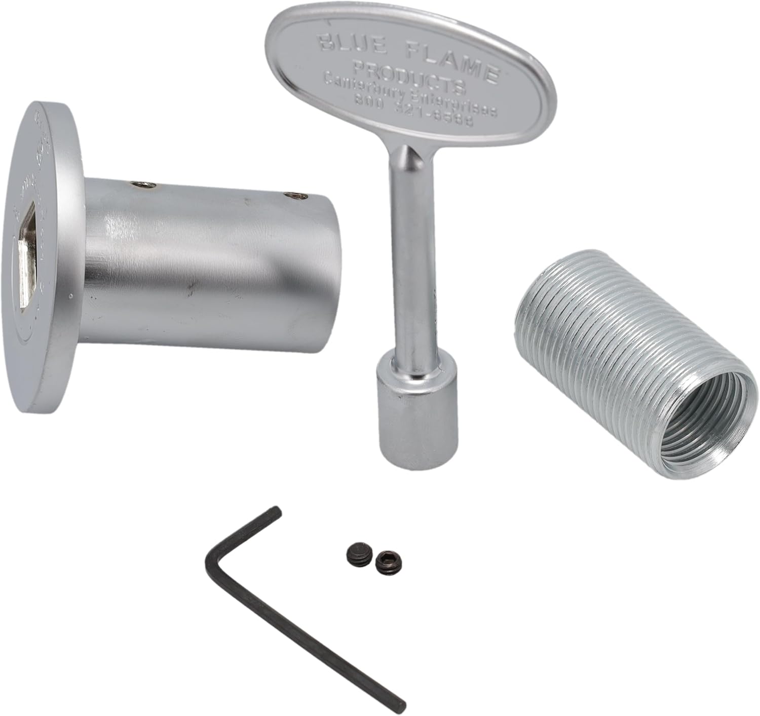 Supplying Demand LLFLGKIT-SC Fireplace Fire Pit | Log Lighter Gas Valve Kit with Universal Flange and 3” Key Satin Chrome