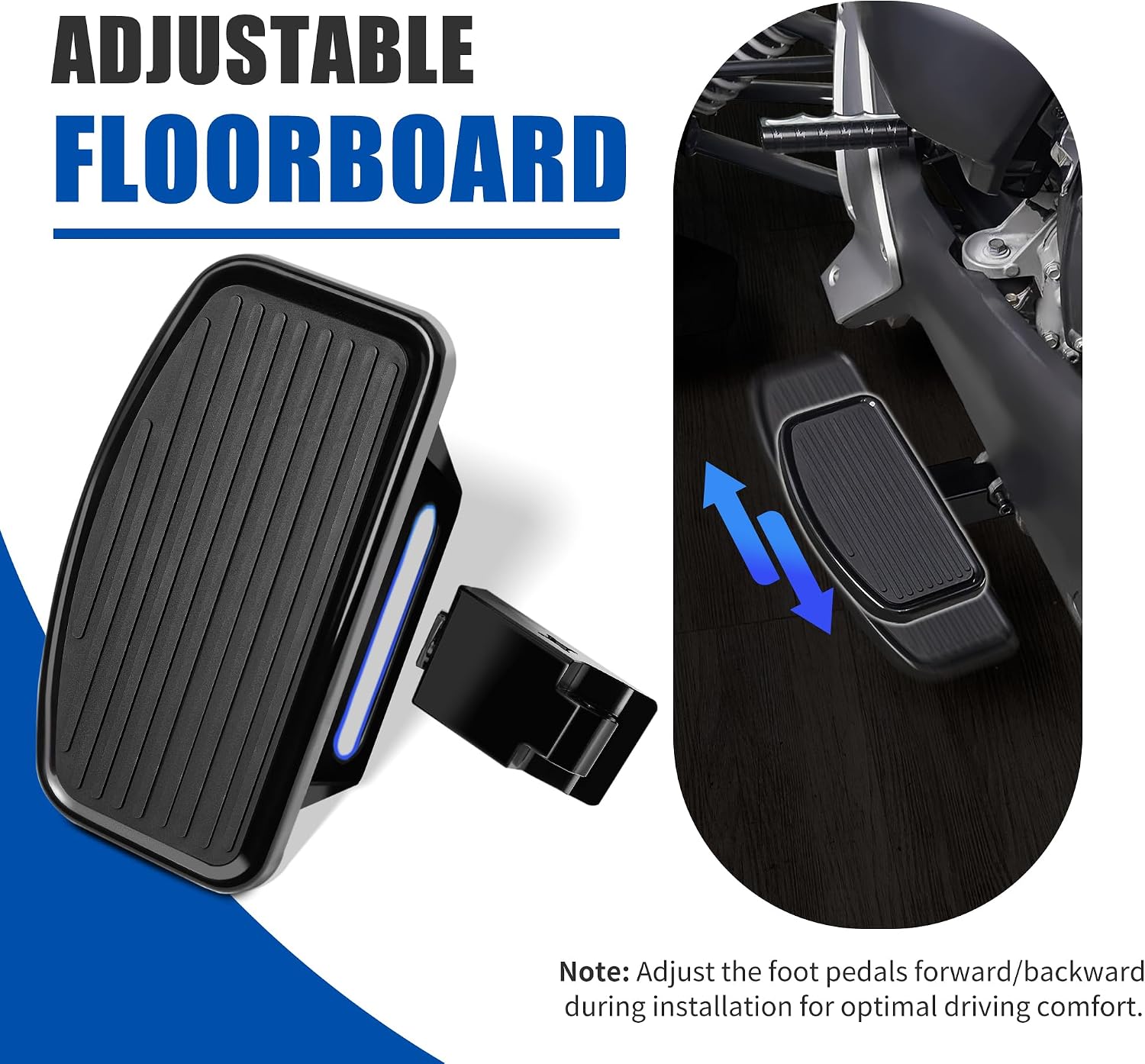 Driver Wide Floorboards for Ryker Rider Foot Pegs Foot Rest for Can-Am Ryker 600 900 ACE Rally Edition (2019-2025), Sport (2022-2025) (black-J logo)