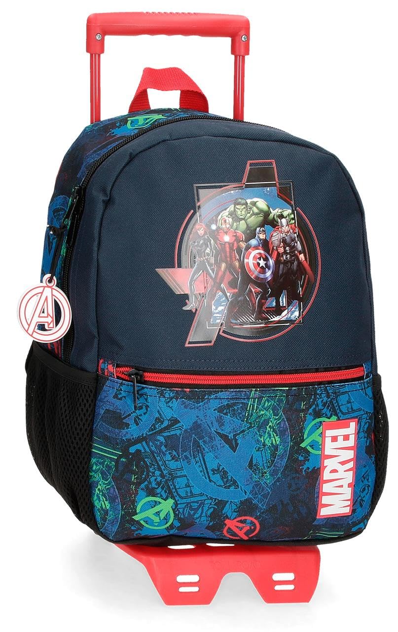 Marvel Avengers The Avengers On The Warpath School Backpack with Trolley Blue 25x32x12cm Polyester 9.6L