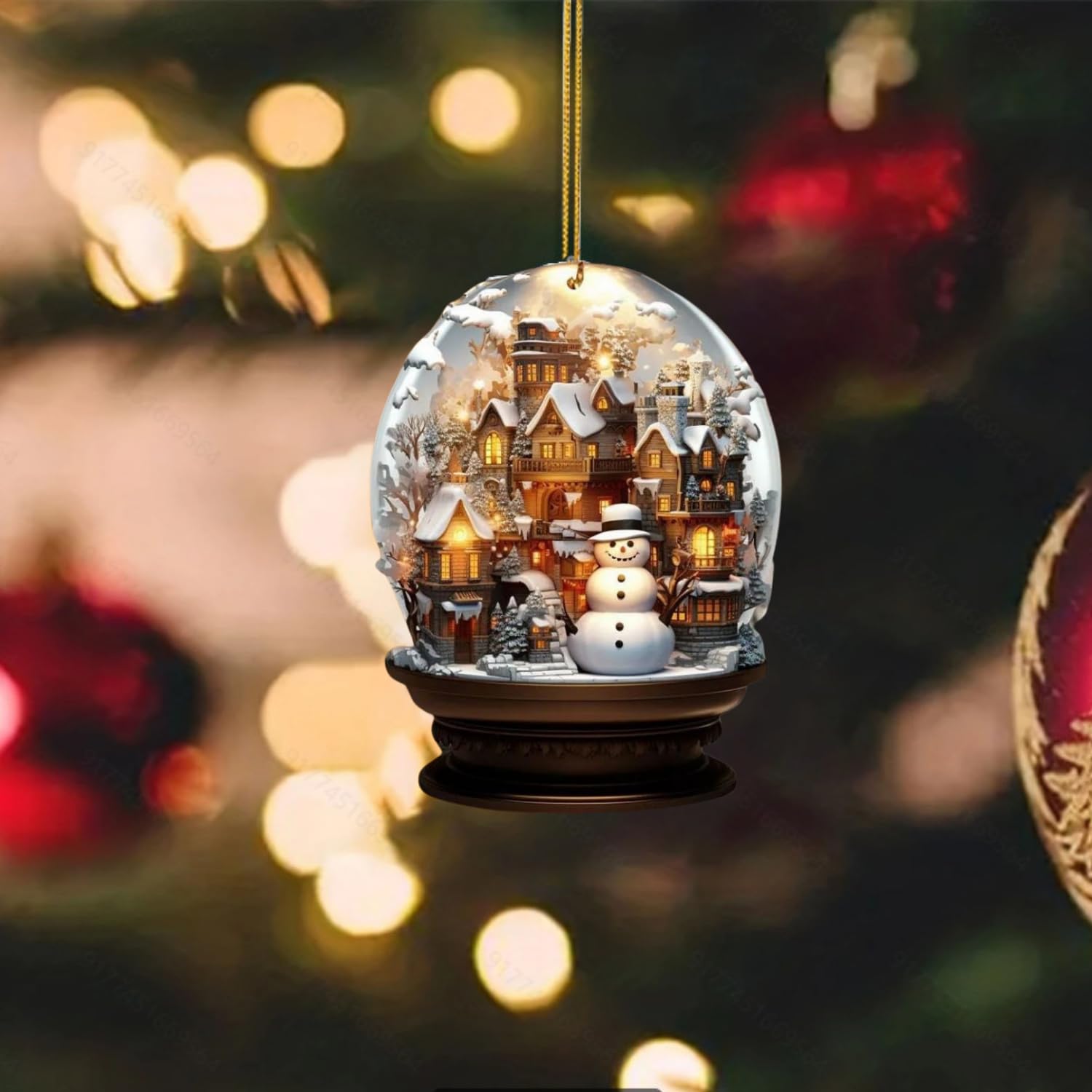 Christmas Snowman 2D Acrylic Ball Ornament Snow Scene Ball Christmas Tree Decoration Pendant Pendant