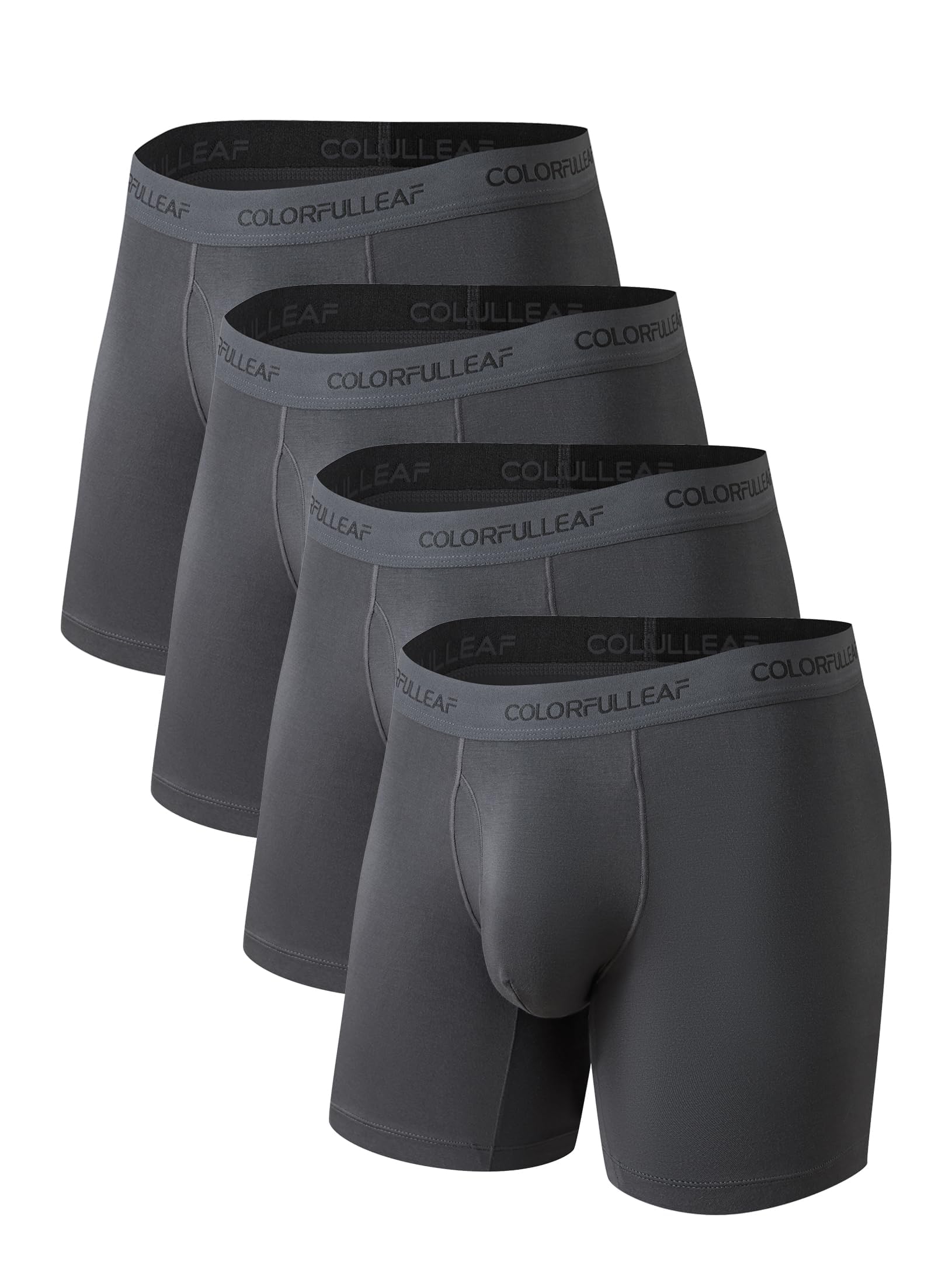 COLORFULLEAF Men's Underwear Breathable Bamboo Rayon Boxer Briefs Lightweight Open Fly Underwear Multipack