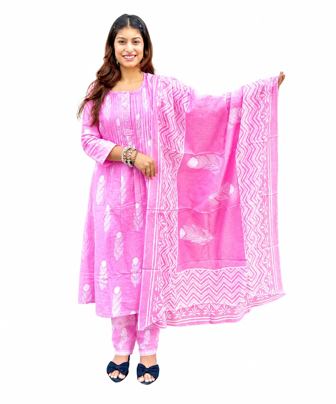 lavanya kurti Women's Cotton Printed Kurti Set with Dupatta A-Line Kurta – Ethnic A-Line Kurta with Palazzo Pants – Festive & Casual Wear Salwar Suit for Women-picture-27