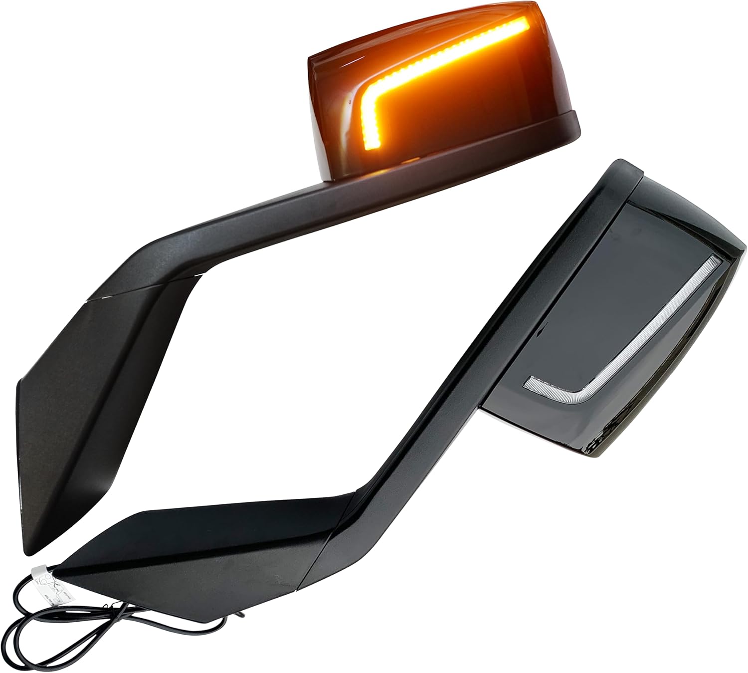 QSC Truck Parts Espejo de capó LED negro de alto rendimiento L & R Pair & Kit de montaje compatible con Volvo VNL