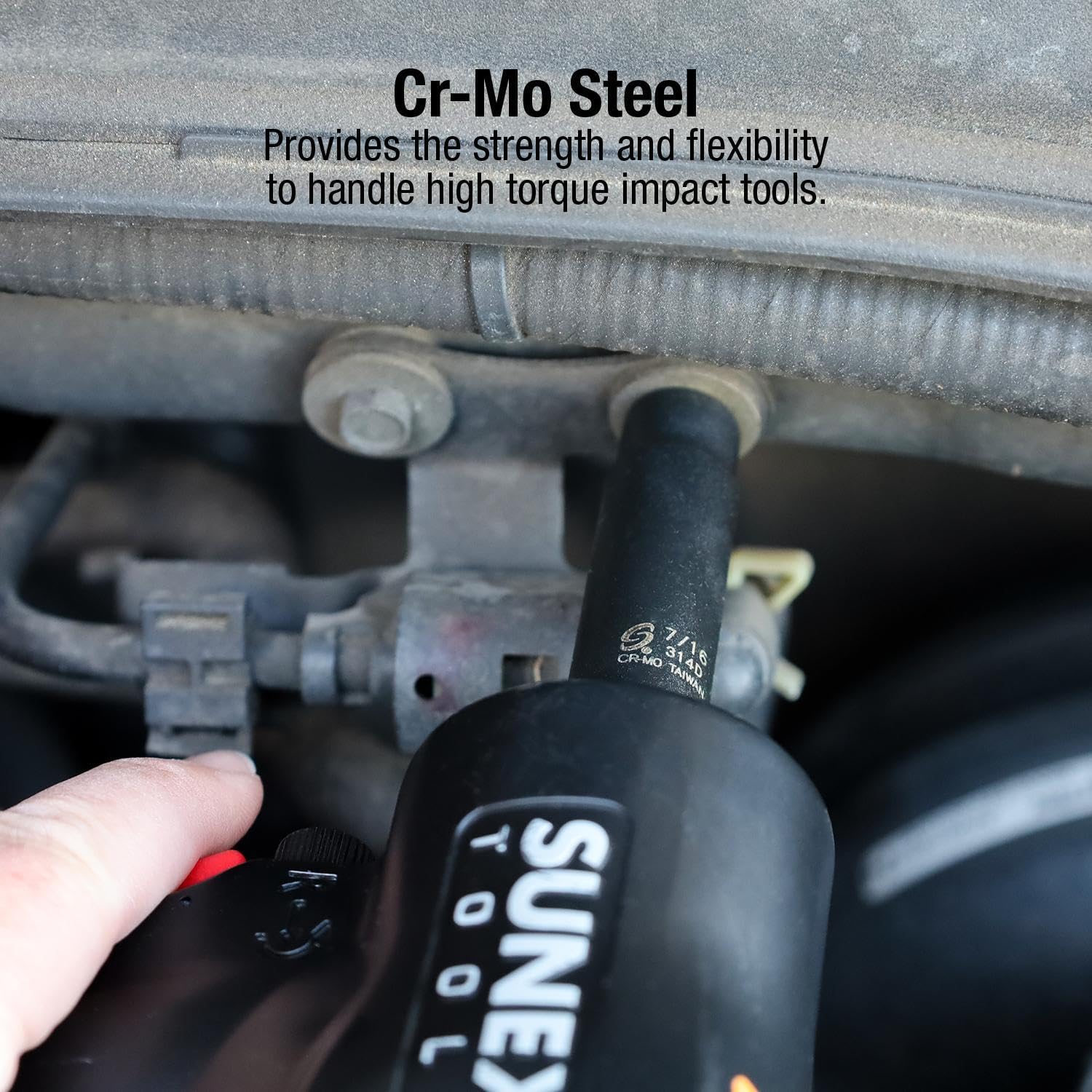SUNEX Tools 3325 3/8-calowy napęd SAE Master Impact zestaw nasadek, standardowy/głęboki, 6-punktowy, Cr-Mo, 5/16-calowy - 1-calowy, 25-częściowy