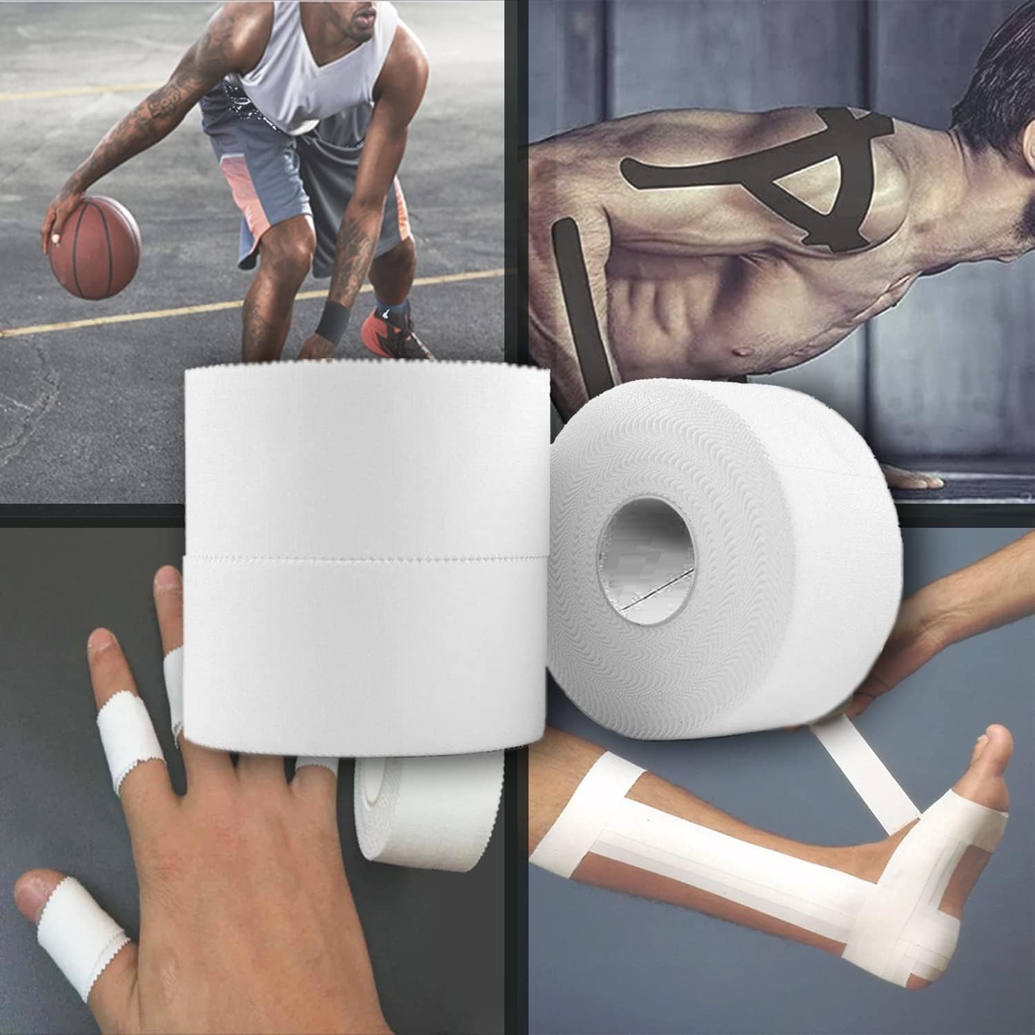 ANAMPION 4 X Cinta Adhesiva Deportiva (3,8cmx9.1M) Sport Tape Hipoalergénica Rasgable Para Vendaje Adhesivo Deportivo, Funcional Y Profesional,Para Balonmano,Fútbol,Voleibol,Escalada,Boxeo