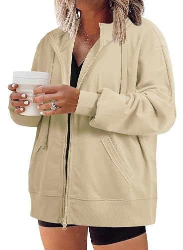 Women Plus Size Sweatshirts Long Sleeve Zip Up Oversized Casual
