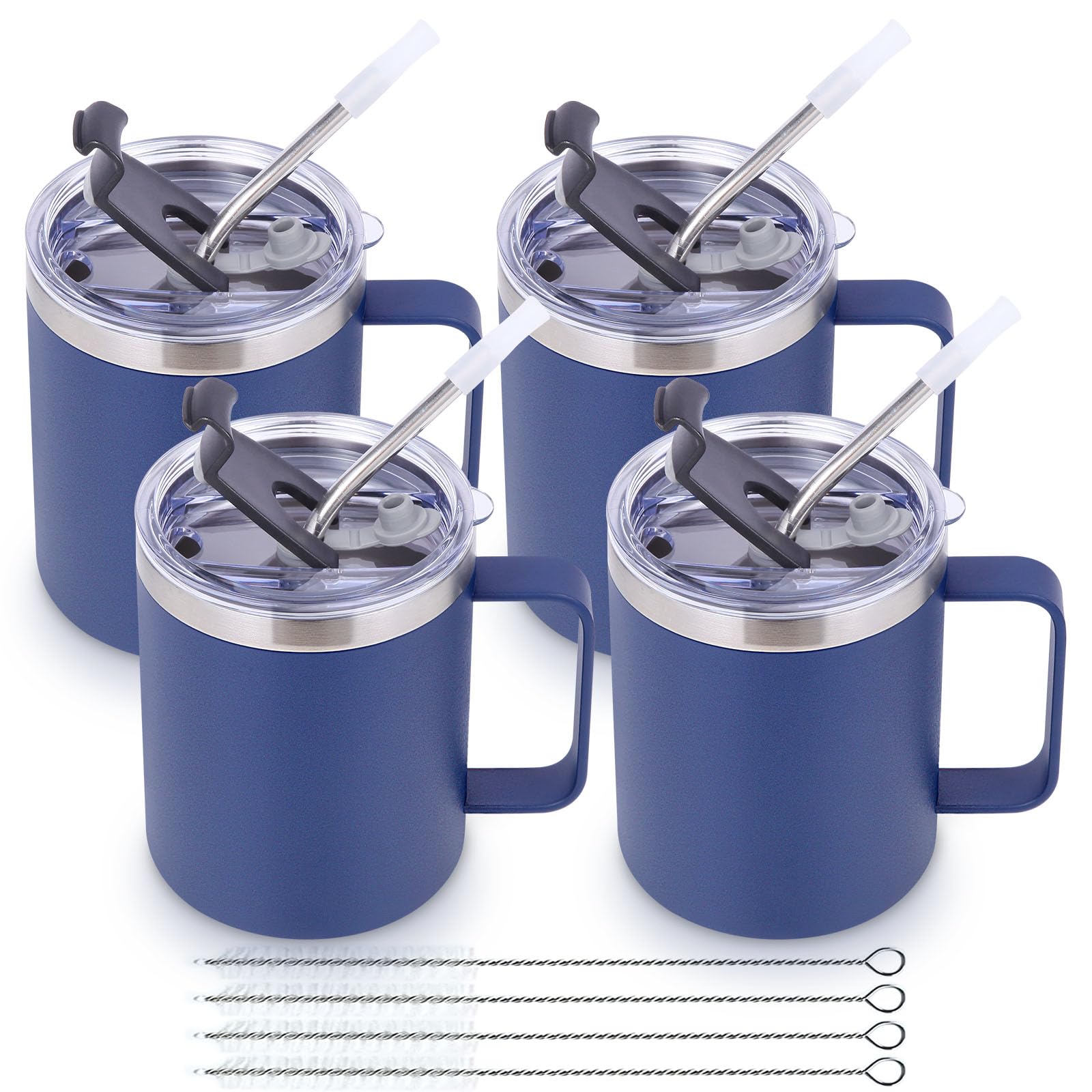 Volhoply Termo para Café de Acero Inoxidable 350ml con Asa, Taza para Café Doble Pared de Aislamiento al Vacío, Termos a Prueba de Fugas para Oficina, Camping y Viajes