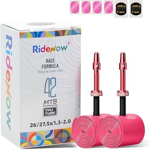 Miniatura 18 de RideNow - Paquete de 2 tubos interiores para bicicleta MTB de 24//26/27.5/29 pulgadas para 1.3-2.0/1.9-2.5, con válvula Presta de metal/TPU de