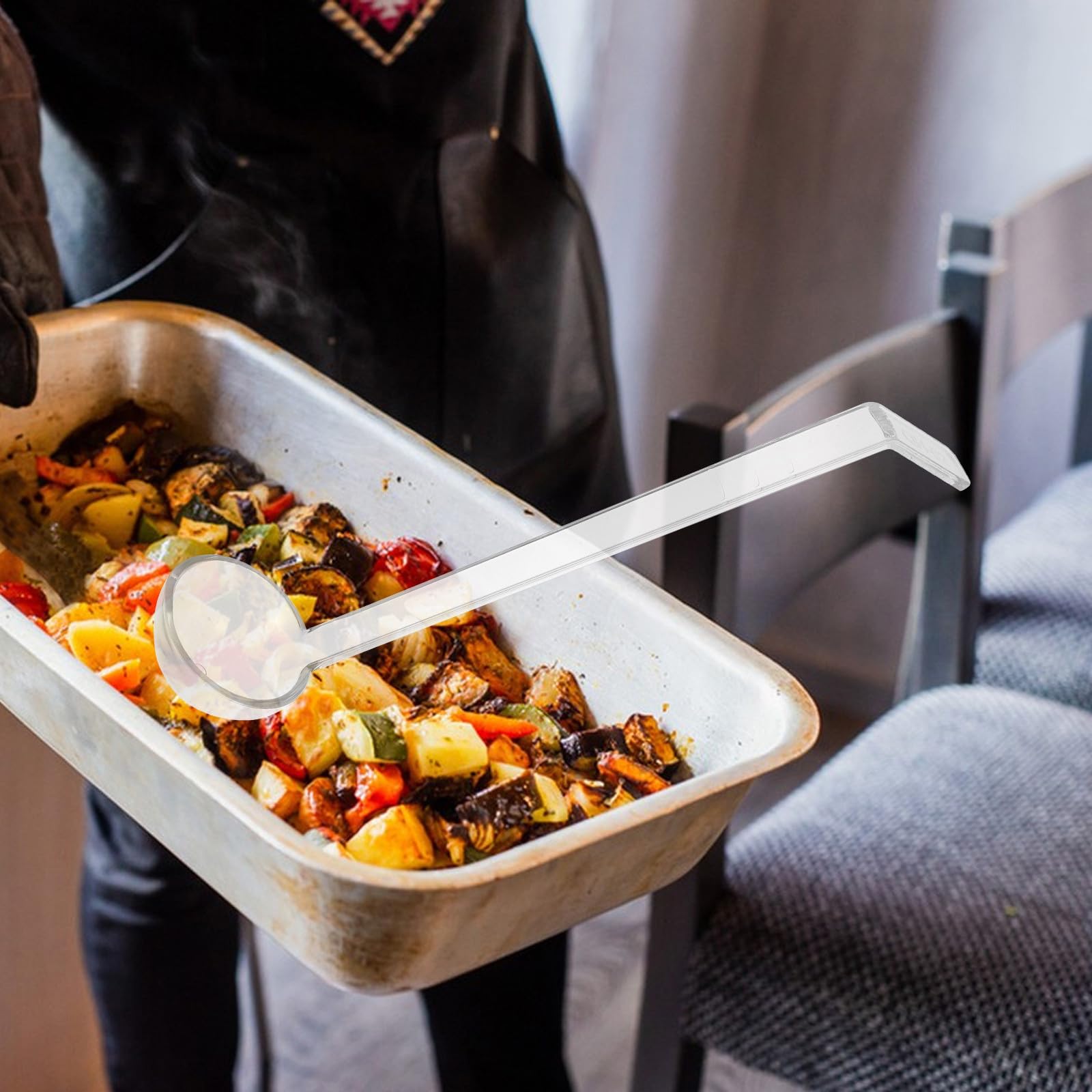 SOLUSTRE Cucchiaio da Catering in Plastico 10 Pezzi Manico lungo Resistente a Deformazioni per Controllo Porzioni per Cucina e Buffet