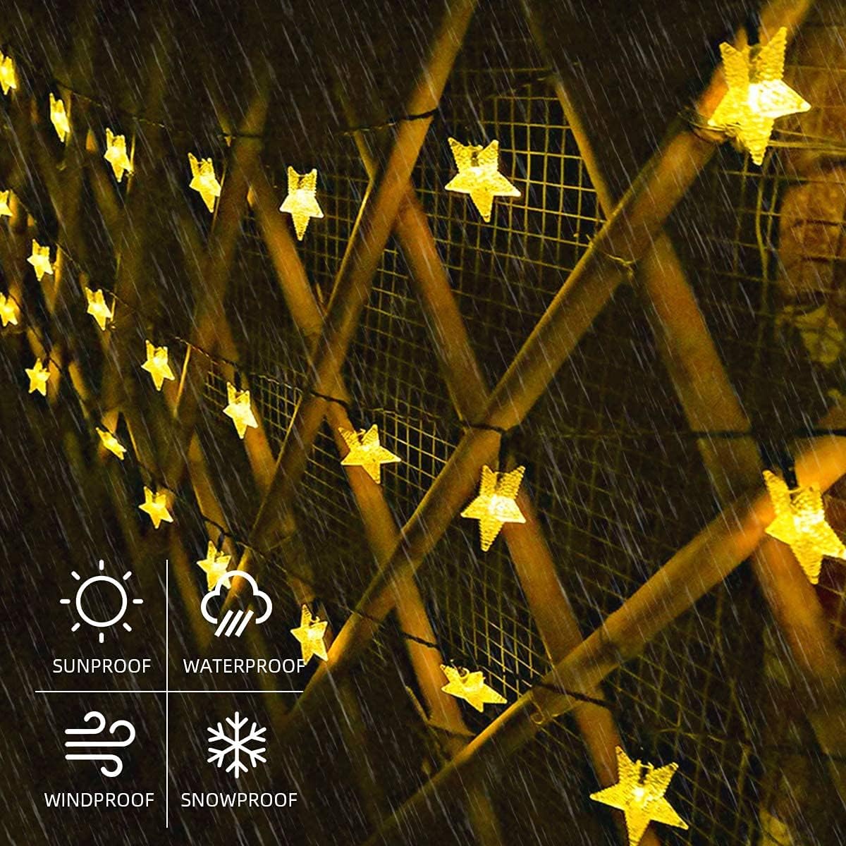 Useber Solar Lights Outdoor Garden, Waterproof 50 LED 24Ft Solar Garden Lights Outdoor Solar Fairy Lights Decorative Lighting for Garden, Home, Party, Patio (Star Lights) 6 71WnwmCuqES. AC SL1200