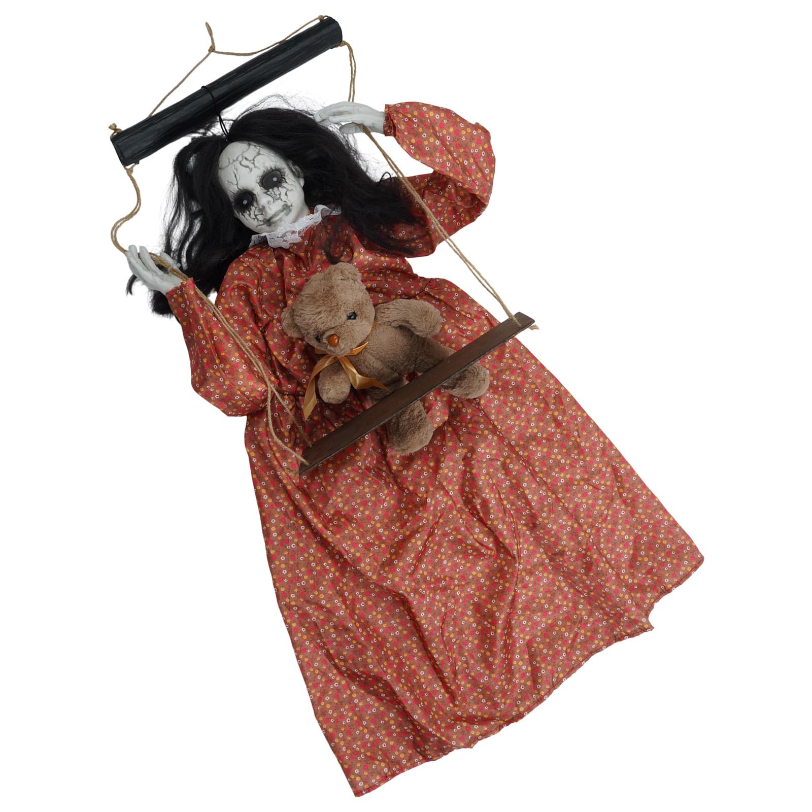 Elnwnnkc Voice Activated Ghostly Doll Halloween Ghostly Hanging Ornament with Glowing Eye and Sound Effect for Indoor and Outdoor Voice Controlled Doll Decoration