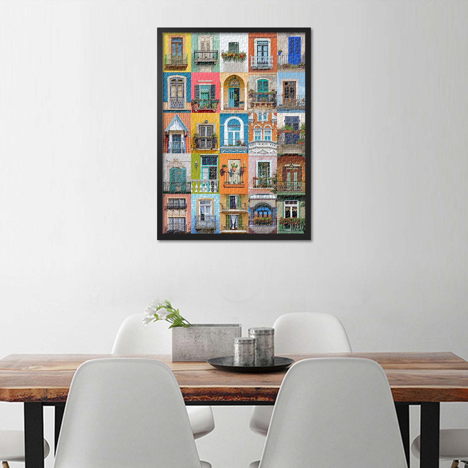 Collage of Balconies Puzzles for Adults 1000 Pieces Difficult Challenging Balcony Window Jigsaw Puzzles for Adults Collage of Windows Puzzle Perfect for Family Game Night 27.5"X19.7" - Image 4
