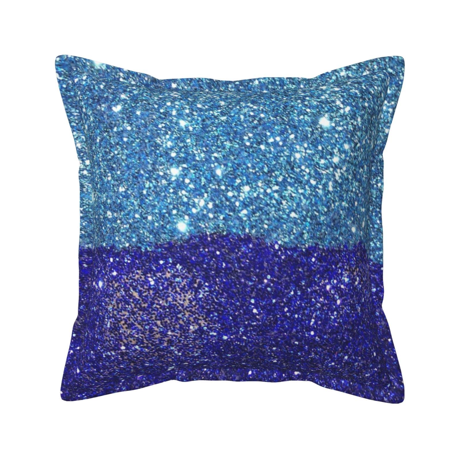 Housses de coussin bleu sarcelle similicuir paillettes carré