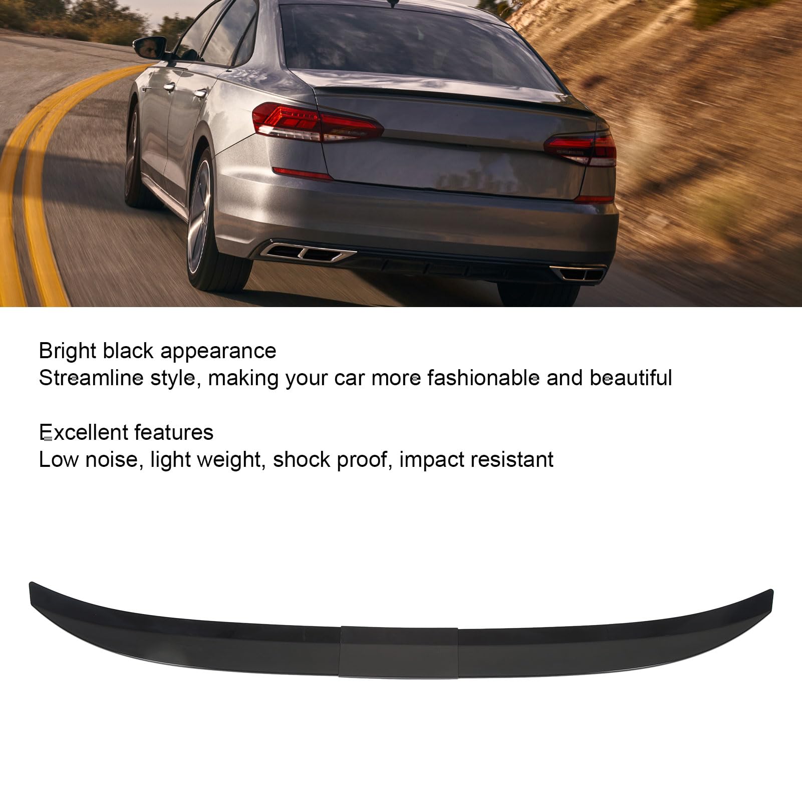 Aramox 3 Pièces Aileron Arrière Voiture Noir Brillant - Spoiler Universel Réglable Pour Coffre - Améliore Stabilité Et Style