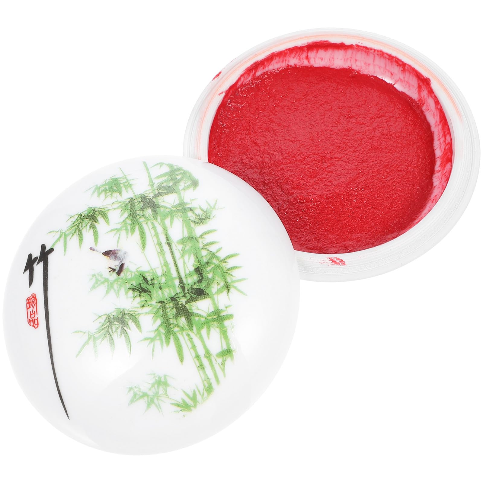 Caja de porcelana para tinta roja ideal para el rincón de caligrafía y pintura