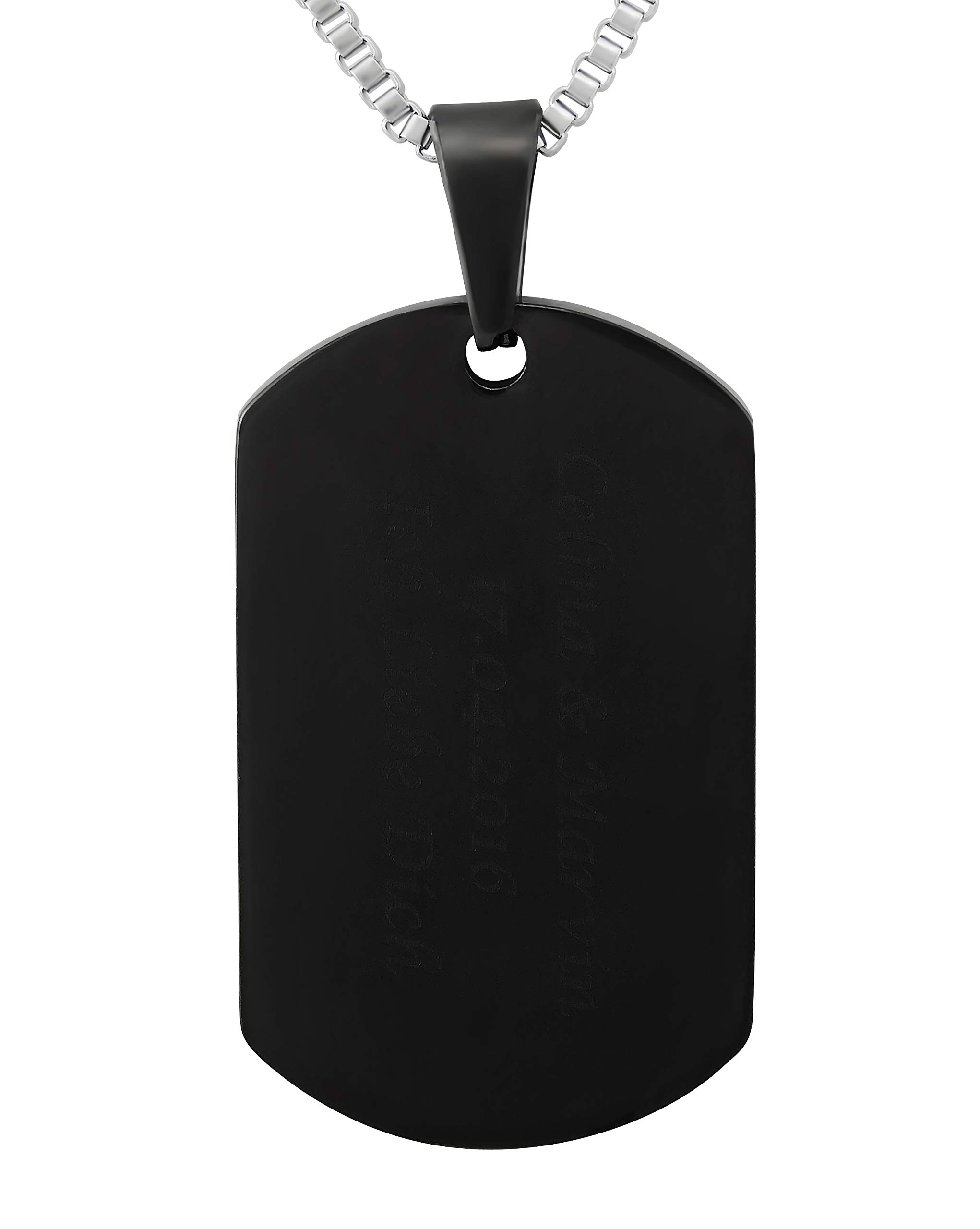 2 Stück Personalisierte Kette mit Gravur Edelstahl 50 cm mit Anhänger Dog Tag Krone in schwarz - Personalisierte Geschenke für Damen Herren Freundin Freund - Partner Halskette für Sie und Ihn