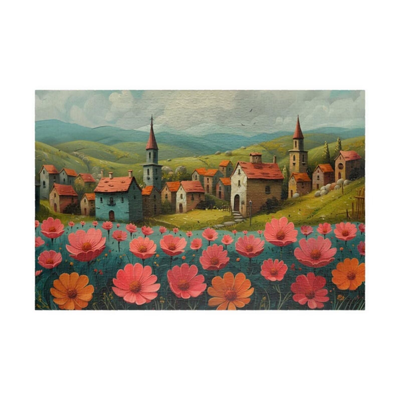 Puzzle Adulte 1500 Pièces Campagne Fleurs Roses 87 x 57 cm Puzzles pour Adultes Jeu éducatif Puzzle Impossible Puzzles 1500 Pièces Adultes
