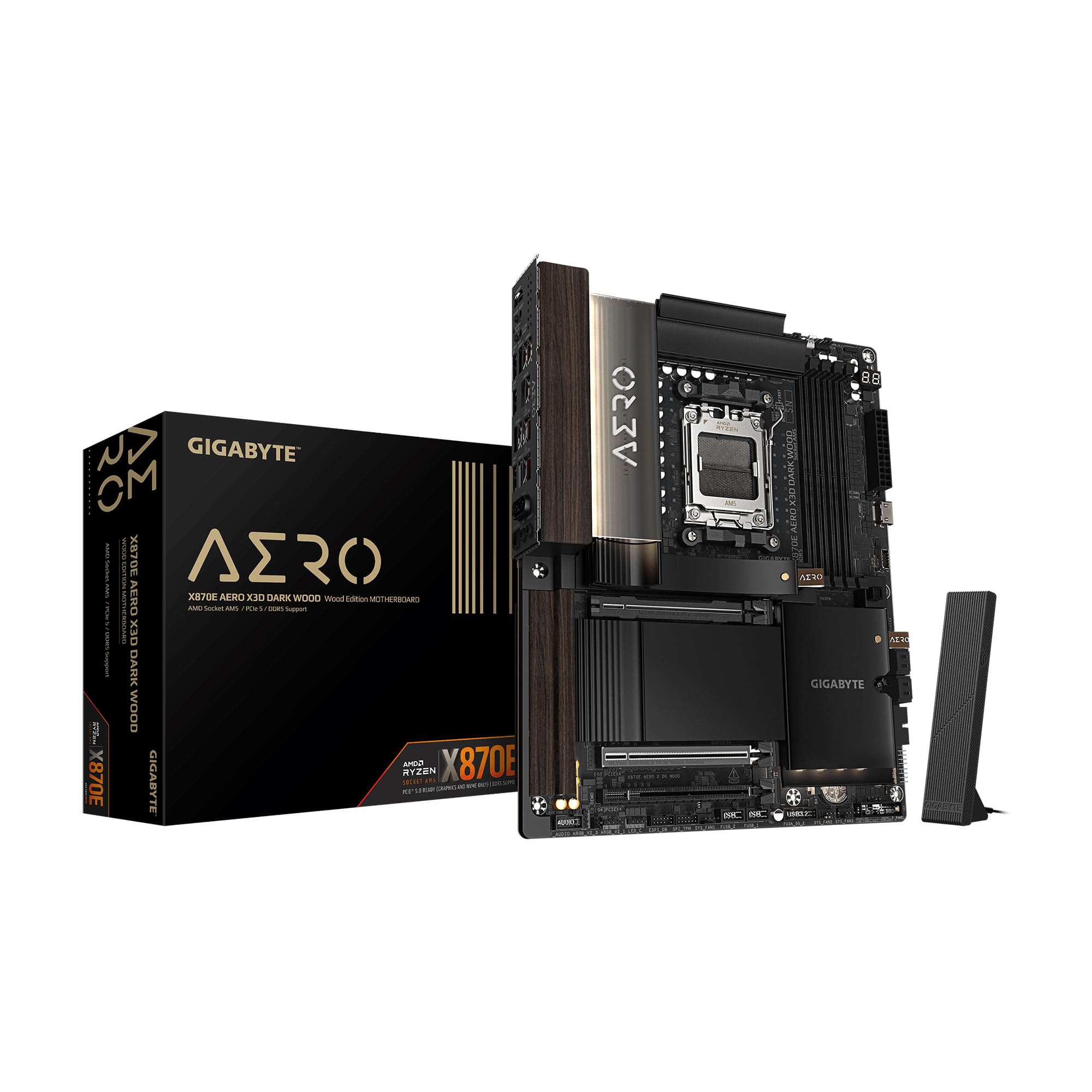 GIGABYTE X870E Aero X3D Carte mère AMD AM5 ATX, Compatible Ryzen 9000/8000/7000, DDR5, 16+2+2 Power Phase, 4X M.2, PCIe 5.0, USB4, WIFI7, Dual 5GbE, EZ-Loquet