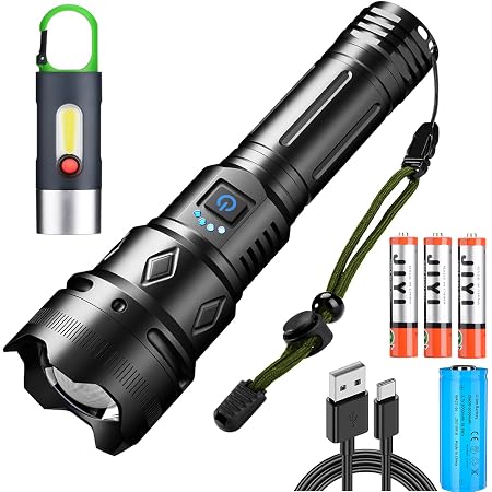 SuperFire 2 Torce LED Ricaricabili USB, 700 Lumen, Impermeabili, 4 Modalità (Alta/Bassa/Strobo/SOS) Per Campeggio