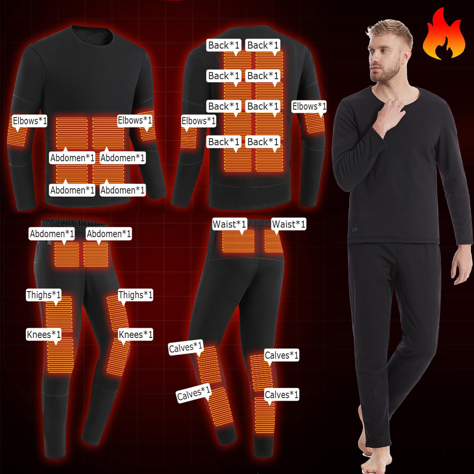 sous-Vêtements Chauffants Électriques pour Hommes, Chemise Et Pantalon De Protection Contre Le Froid d'hiver Chauffants Intelligents pour Le Travail en Plein Air
