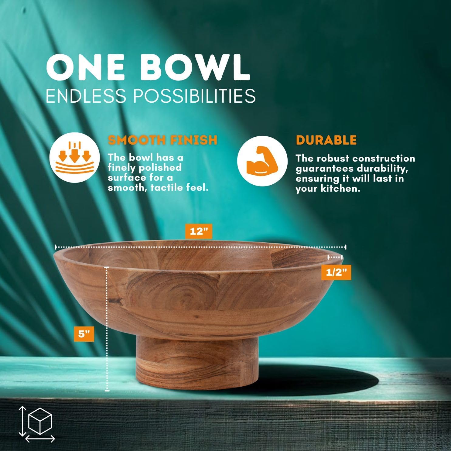 Luxe Designs Wooden Footed Bowl Handcrafted Decorative Fruit Bowl with Elegant Footed Base for Dining, Serving, and Home Décor – Perfect for Fruits, Snacks, and Centerpiece Display