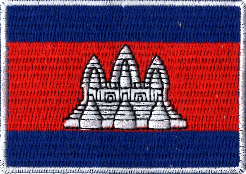 Cambodia Flag Applique Embroidered Sweing Patch Suitable for Jackets, Bags, T-Shirts, Jeans, Pants, Outdoor Clothing ; Size: 7cm x 5cm ; Imported from Malaysia (1 Piece).