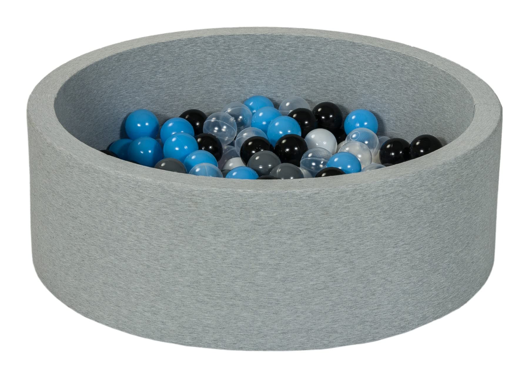 Velinda Soft Jersey Baby Kids Children Ball Pit with 150 balls, Gift (Balls colours: black, white, transparent, grey, light blue) โ image 1