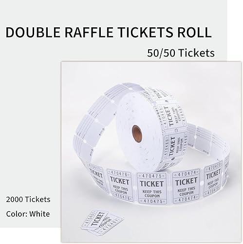 Miniatura 2 de L LIKED Boletos de rifa de doble rollo 2000 boletos numerados consecutivamente 5050 boletos para sorteo de premios de fiesta de eventos, talones