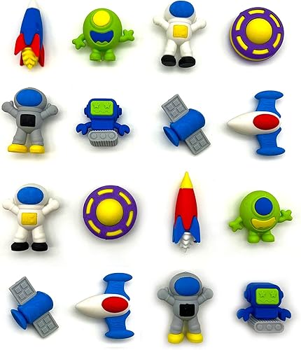 16 borradores de rompecabezas del espacio exterior, borradores de lápiz espacial 3D para recuerdos de fiesta, premios de aula, regalos de Navidad