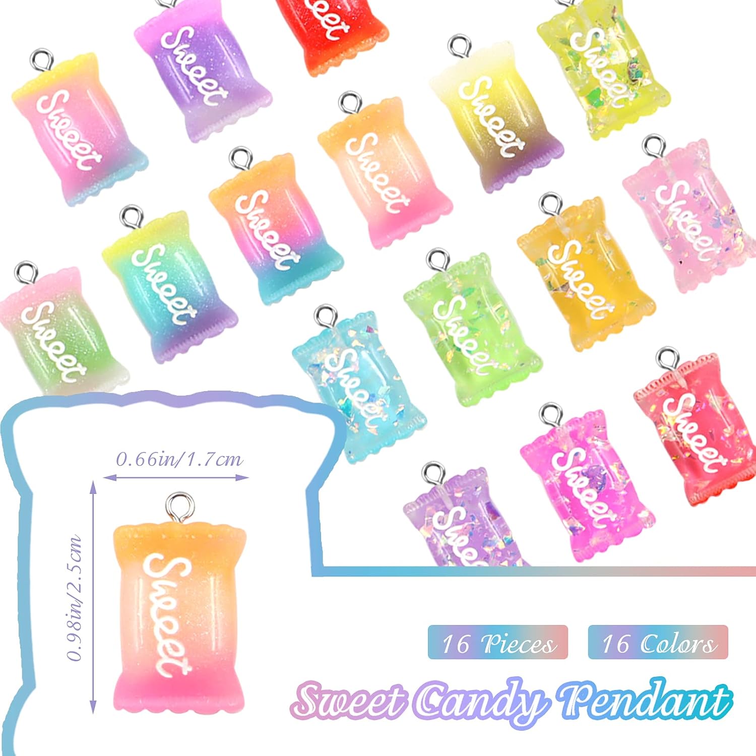 ZOCONE Colorful Candy Pendant Charm, Cute Resin Charms for Jewelry Making Keychains Necklace Bracelet Earrings, Resin Supplies for DIY Crafts Decoration - Image 3