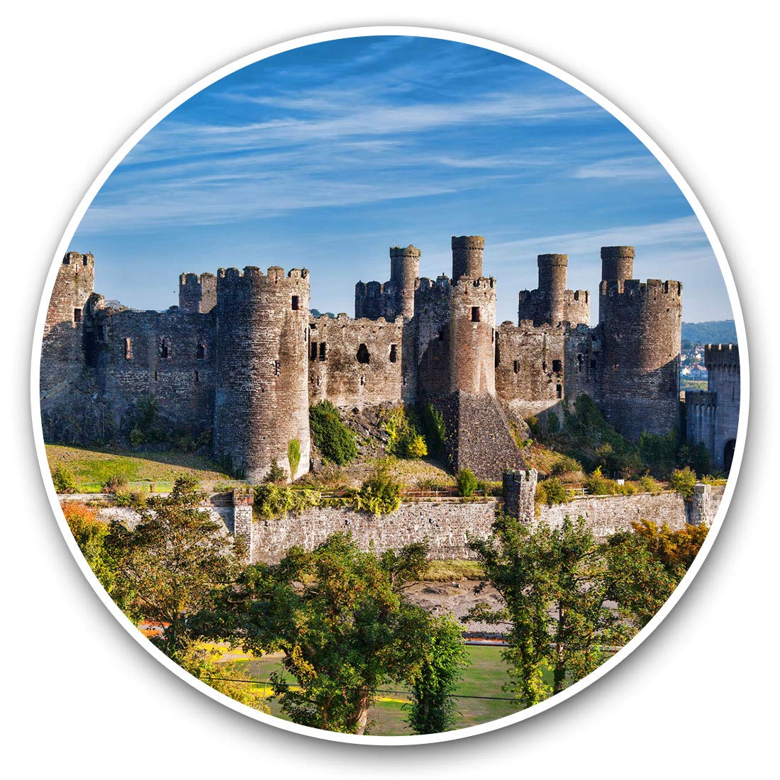 Destination Vinyl Ltd Welsh Conwy Castle Wales 16376 Vinyl Stickers (Set Of 2) 7.5Cm - Welsh Conwy Castle Wales #16376