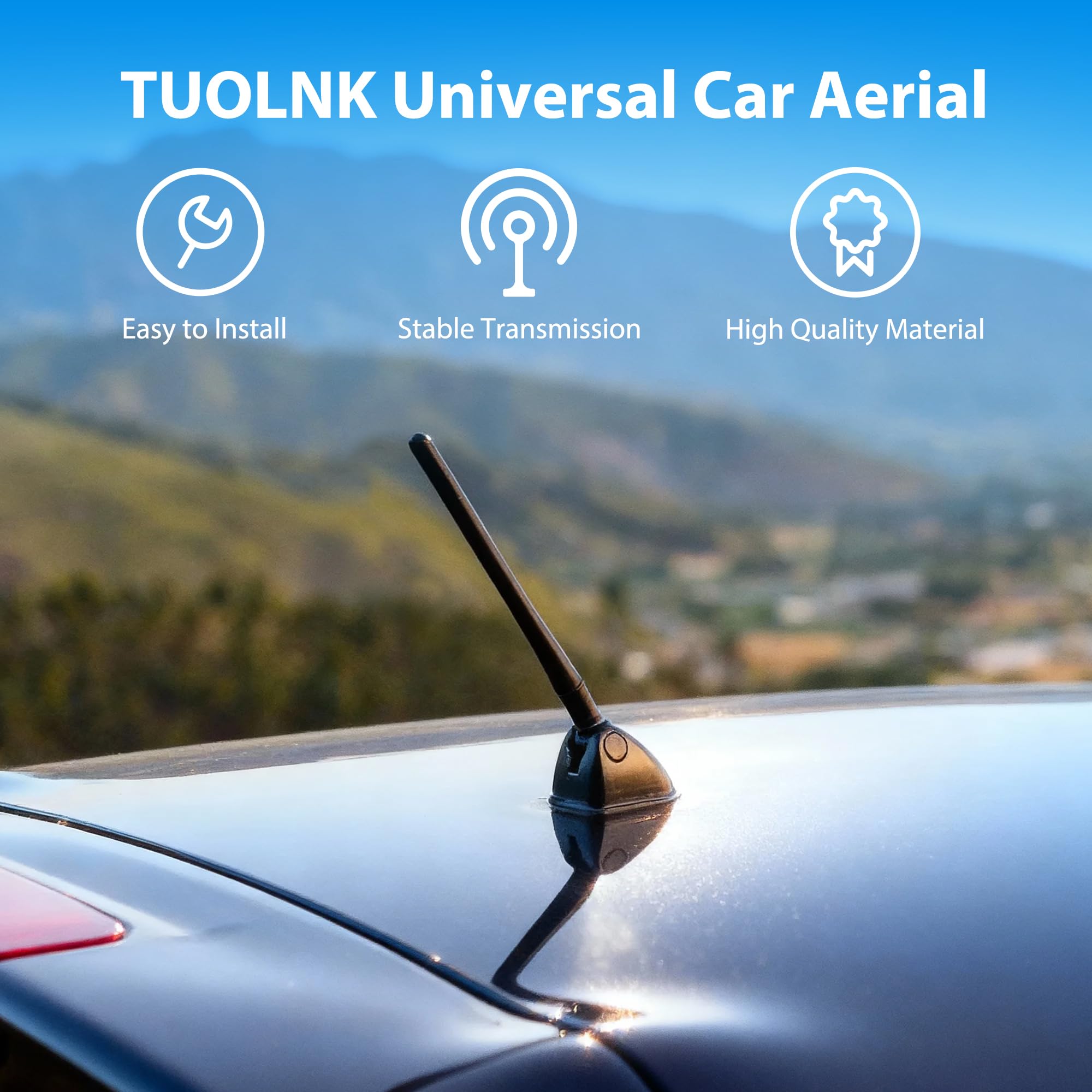 Sostituzione dell'antenna aerea di auto universale Tuolnk, antenna AM/FM con viti M4 M5 M6 7inch (18 cm)