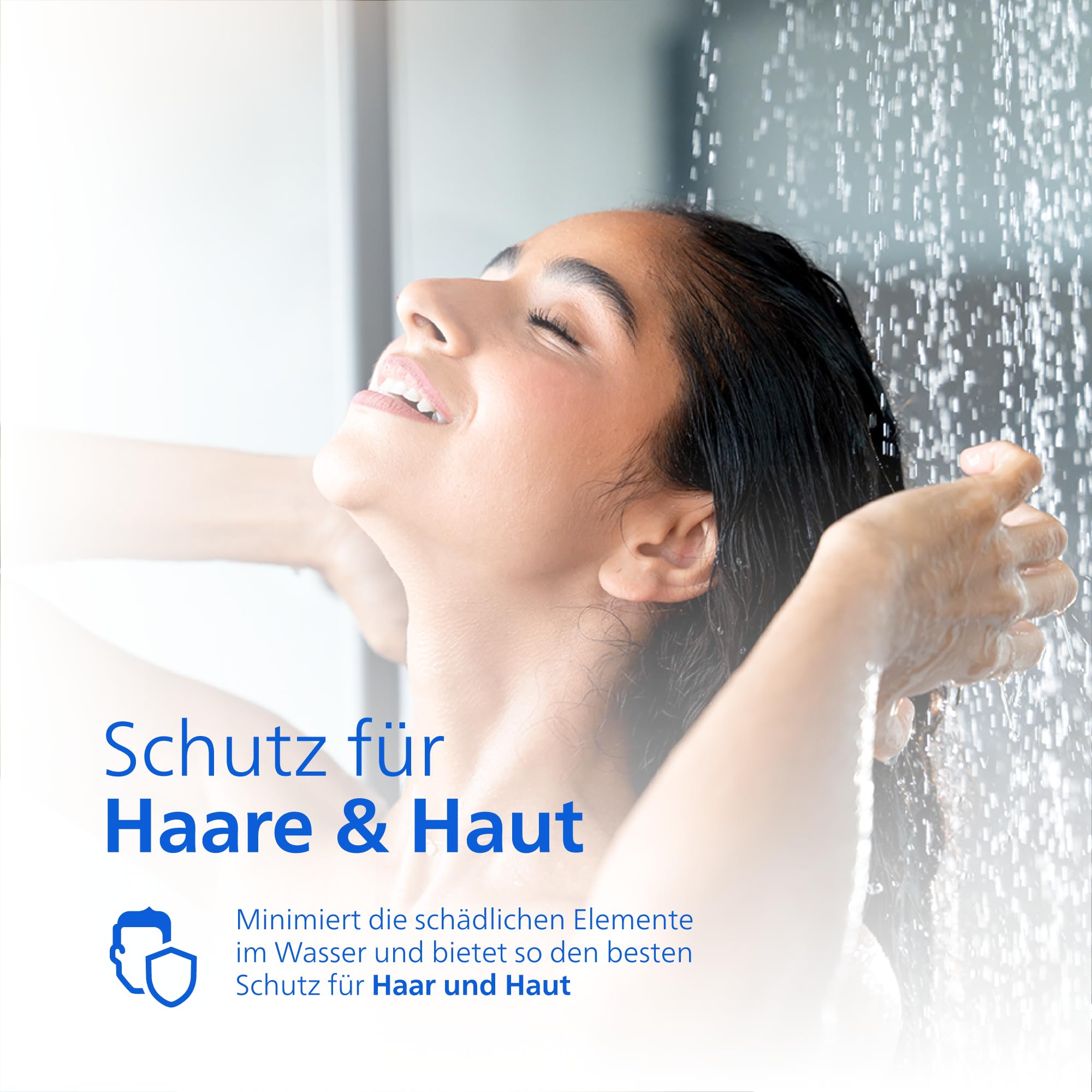 Philips Water Inline-Duschfilter mit 1 Ersatzkartusche – 50.000 L Kapazität, reduziert Chlor um bis zu 99%, passend für alle Standardschläuche und -armaturen, Chrom