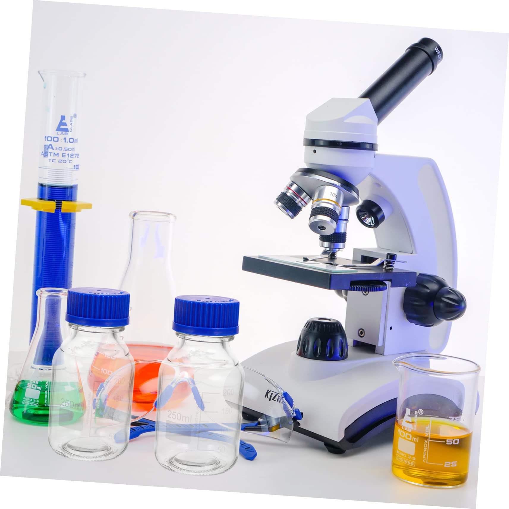 DECHOUS Bottiglie di Reagente 4 Pezzi in Vetro da 250ml Resistenti All'usura con Buona Tenuta con Tappo a Vite Blu per Laboratorio e Industria Chimica