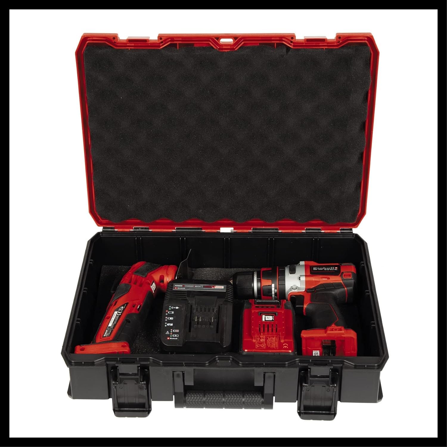 Einhell Sistema di valigette E-Case S-F (per la conservazione degli attrezzi, misure esterne 44x32x13 cm, carico max. 25 kg, impermeabile, impilabile, incl. gommapiuma a incastro)