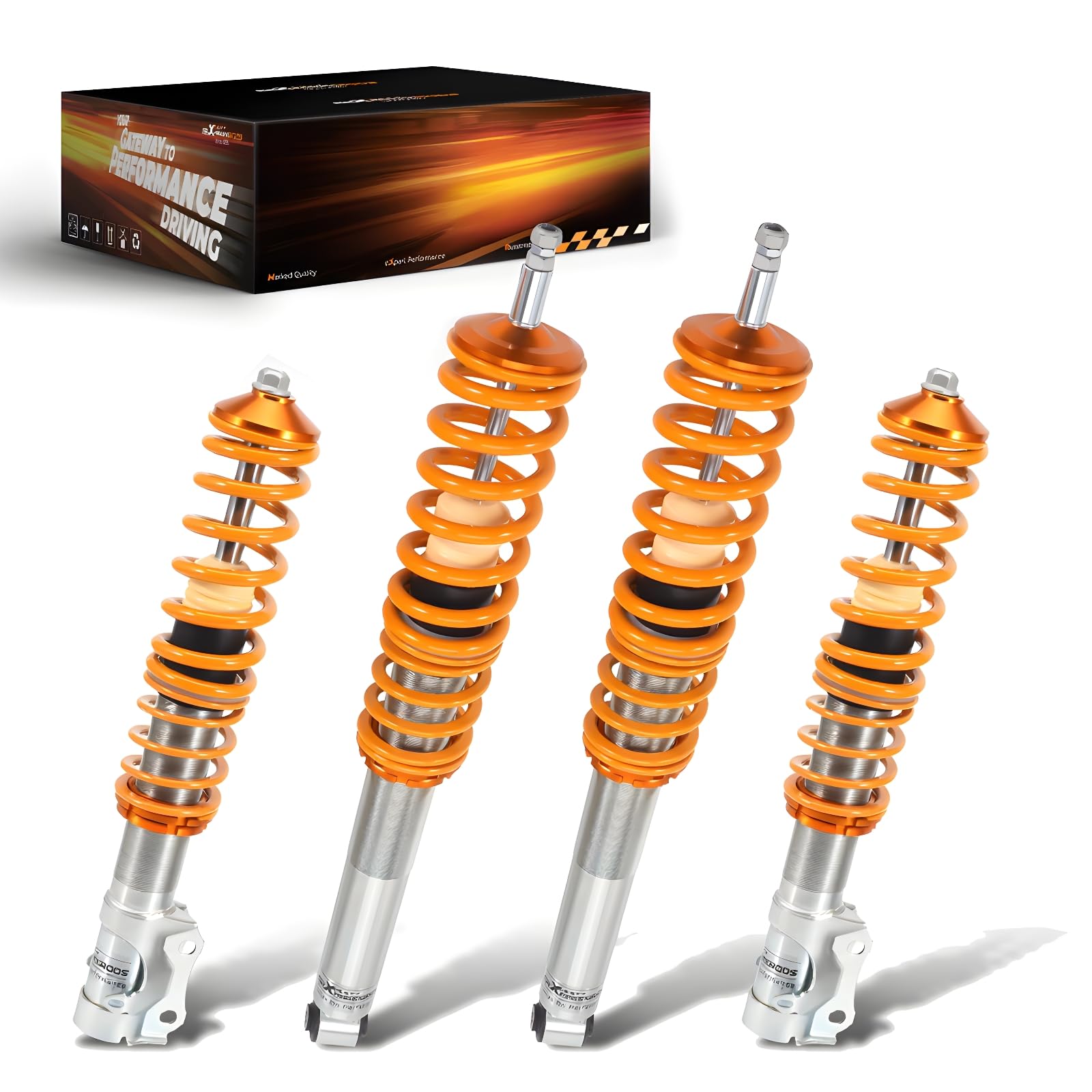 maXpeedingrods 4 Lots de Coilover Combinés Filetés Kit de Ressorts Amortisseurs Suspension Hauteur Réglable pour VW Golf Mk2, Golf Mk3, Jetta Mk2, Jetta/Vento Mk3, Corrado 1989-1995, Toledo Mk1 Or | Coilover Suspension Hauteur Réglable Mk2, Golf Mk3, Jett