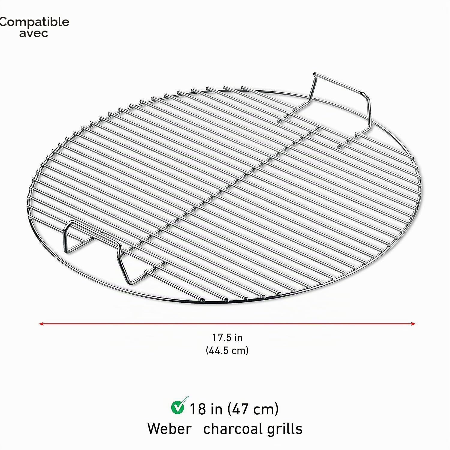 GFTIME 44.45CM 7432 Grilles de cuisson de rechange pour grillades Weber 47CM Kettle Grill, Weber One-Touch grillades au charbon de bois, Smokey Mountain Cooker Smoker