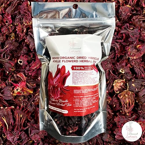 Miniatura 8 de Lamoone Té de hierbas de flores secas orgánicas de hibisco roselle cultivado orgánicamente en Tailandia, 100 g (3.52 oz)