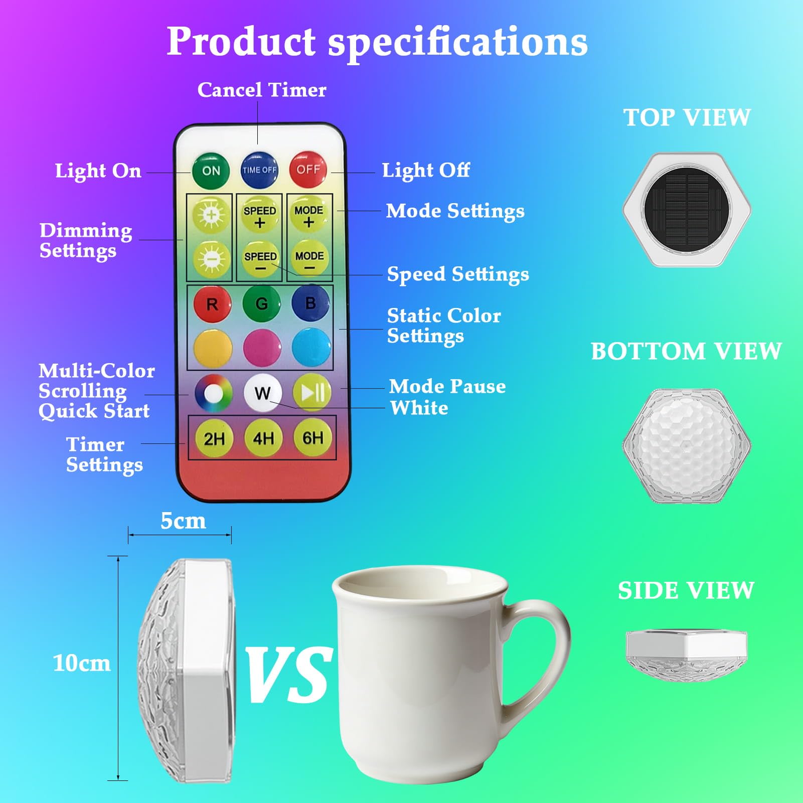 2 Stück Poolbeleuchtung Unterwasser Solar, IP68 Wasserdicht LED Pool Licht mit Fernbedienung, RGB, Timer, 3 Modi, Schwimmende Pool beleuchtung Lichter für Whirlpool Badewanne Spa Garten Balkon