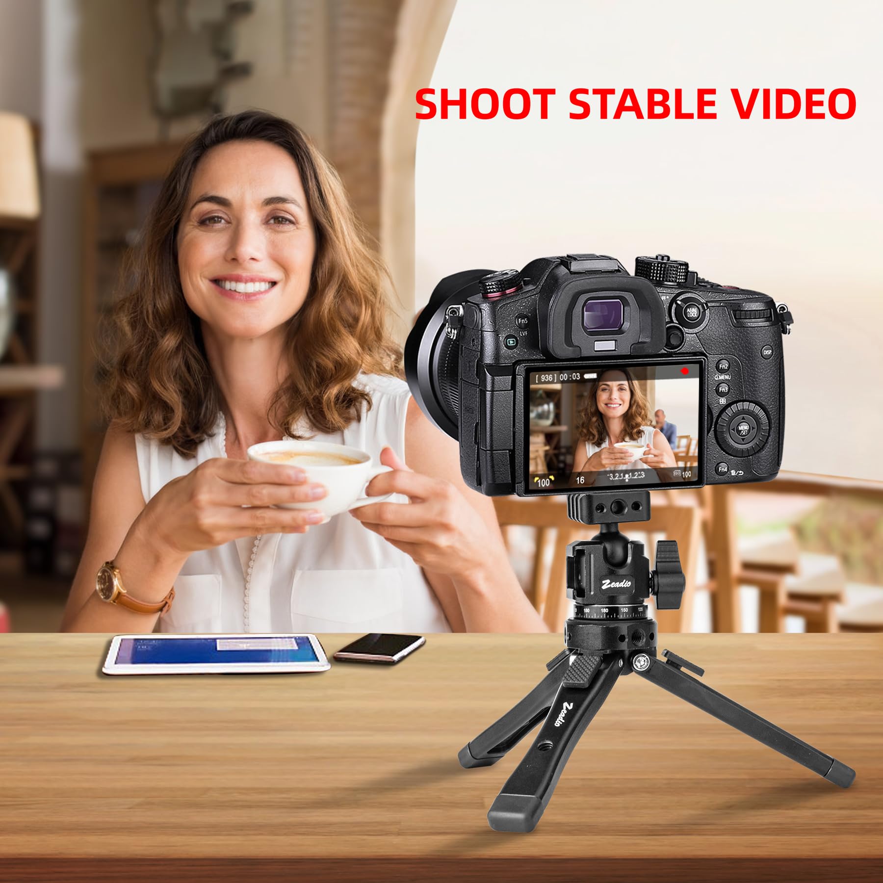 Zeadio Professioneller Kugelkopf-Adapter mit 360°-Rotation, 1/4"-Gewinde und 3/8"-Stativgewinde – Universelle Kamerabefestigung und Stativkopf