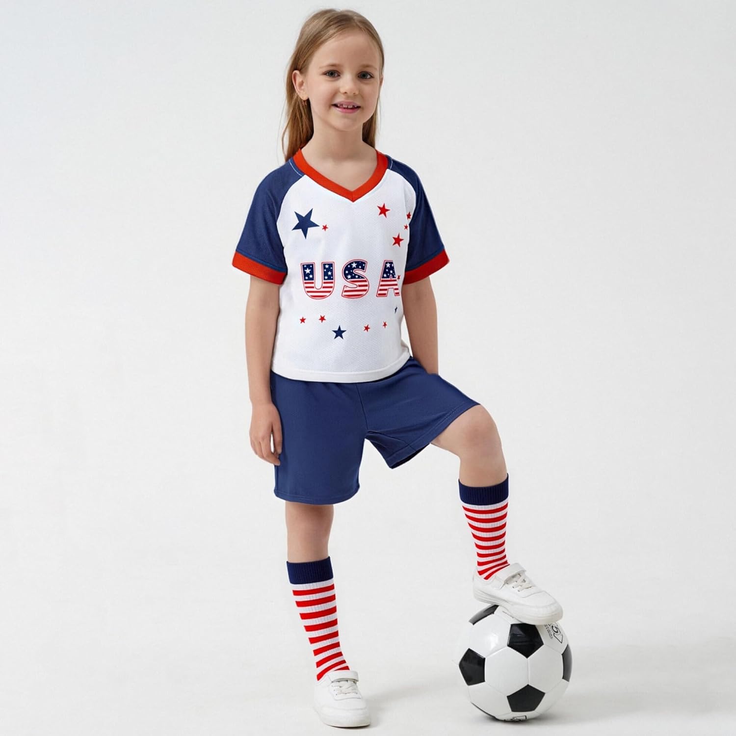 Unisex Kids Soccer Jersey Set Boys Soccer Shirts and Shorts With Socks Girls Soccer Outfit 1-14 Years - Image 3