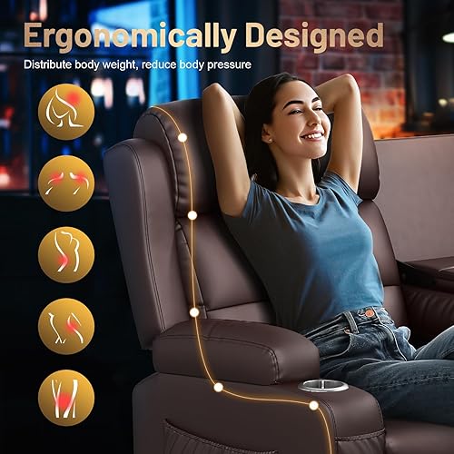 Miniatura 5 de Sofá reclinable de 3 plazas, asiento de cine en casa con respaldo central abatible, cama de pared para caravana con luces LED, masaje, amanera y