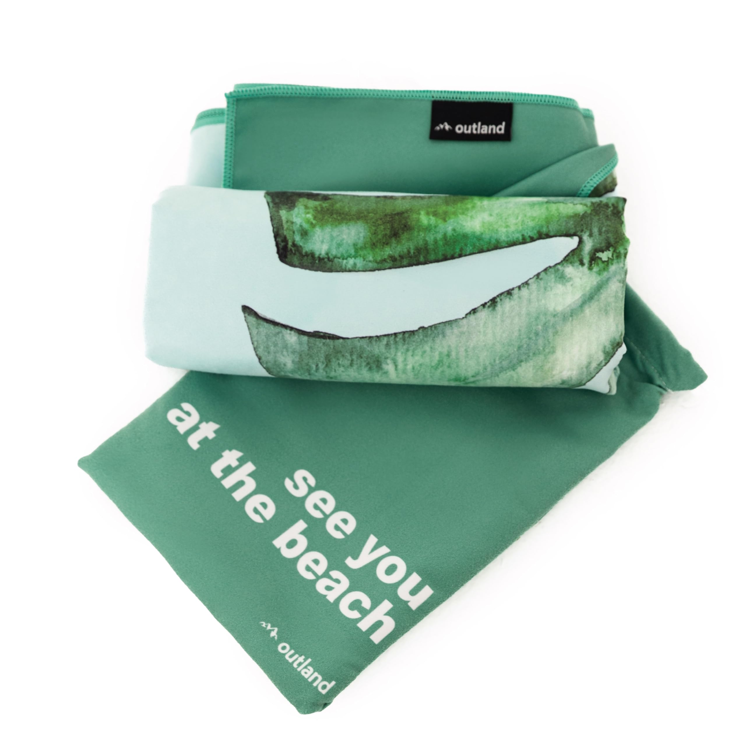 outland Quick-Dry Microfiber Beach Towel - Compact, Lightweight & Large - Perfect for Beach, Pool, Sports, Yoga & Travel - Includes Microfiber Carry Bag (Banana Leaf Design)